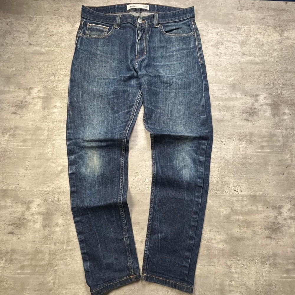 Burton Menswear Selvedge Denim Jeans Mens 34x30 Dark Wash Stretch Tapered J074